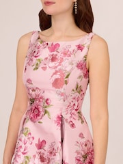 Adrianna Papell Pink Jacquard Flared Dress - Image 4 of 7