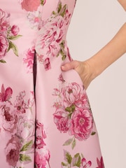 Adrianna Papell Pink Jacquard Flared Dress - Image 5 of 7