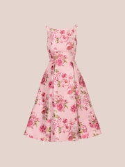 Adrianna Papell Pink Jacquard Flared Dress - Image 7 of 7