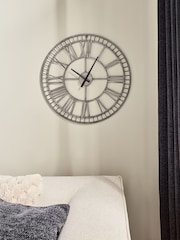 Silver 60cm Skeleton Clock - Image 1 of 5