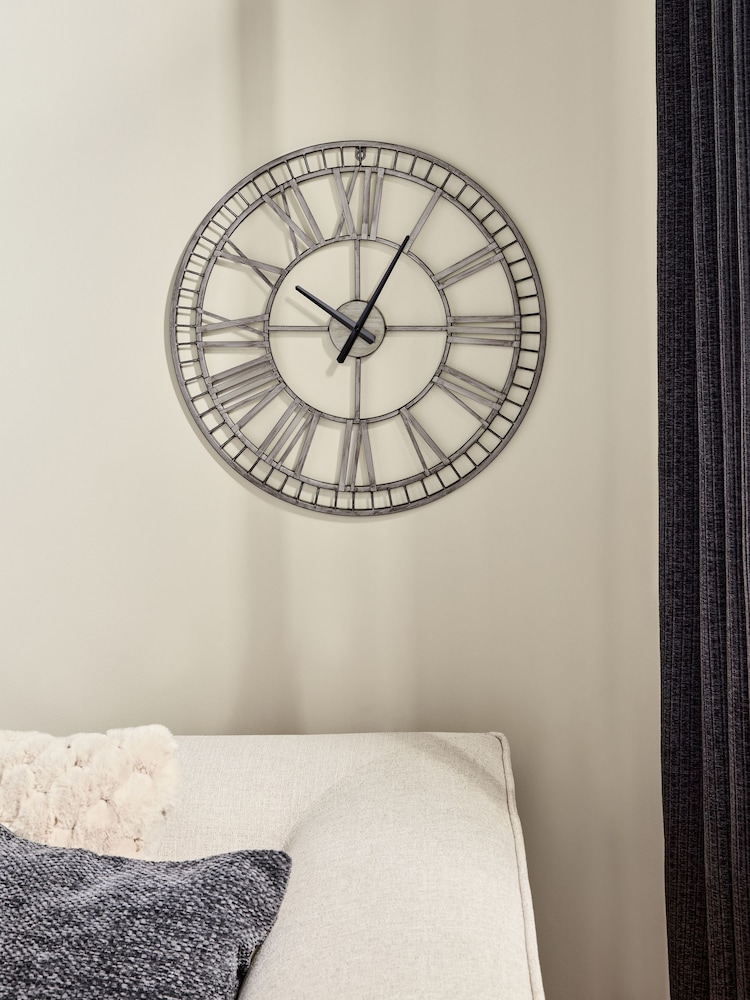 Silver 60cm Skeleton Clock - Image 1 of 5
