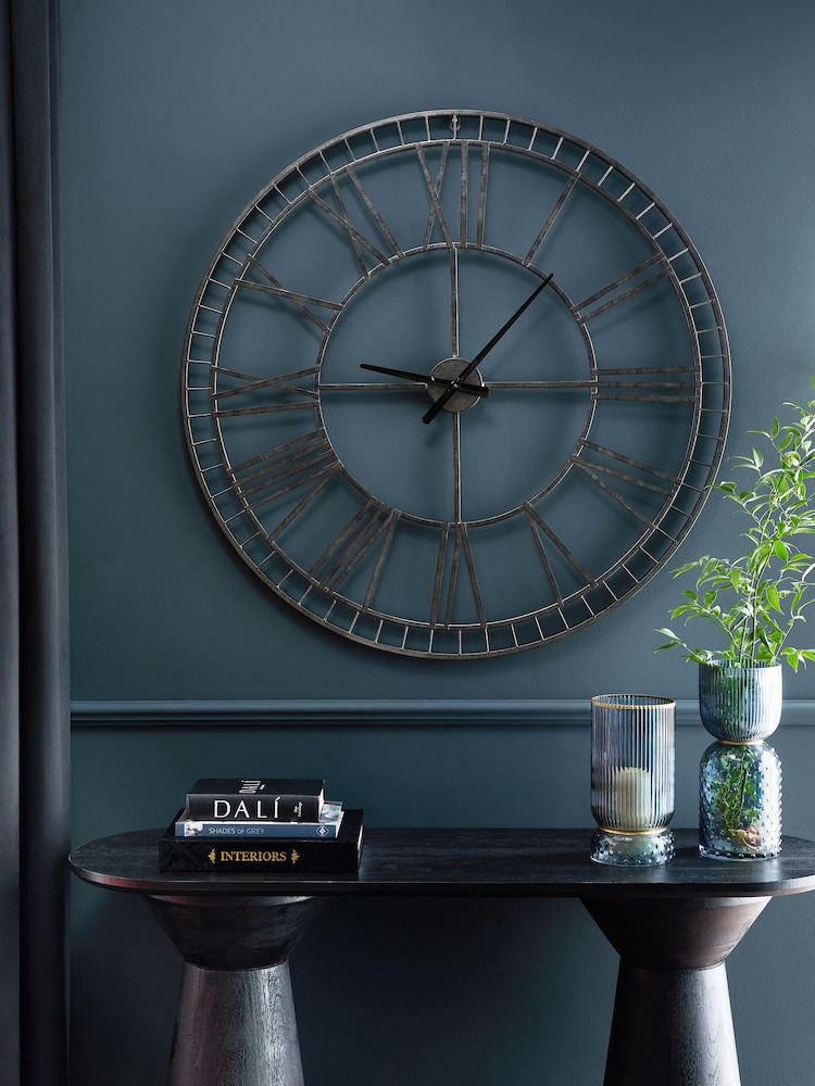 Distressed Black 90cm Skeleton Clock - Image 2 of 5 Distressed Black 90cm Skeleton Clock - Image 2 of 5