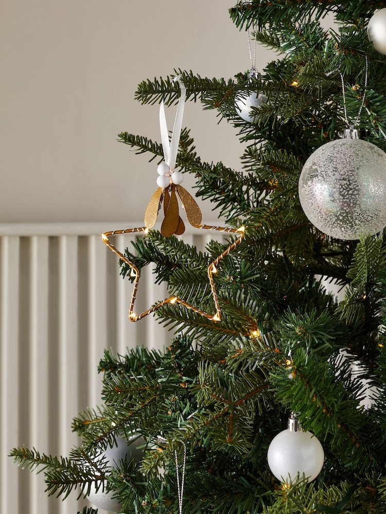 Gold Light Up Star Mistletoe Christmas Decoration - Image 2 of 4