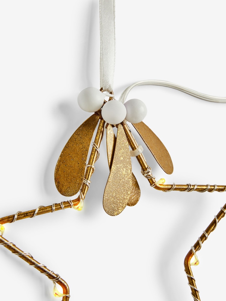 Gold Light Up Star Mistletoe Christmas Decoration - Image 4 of 4
