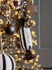 Monochrome Bah Humbug Glass Christmas Bauble - Image 1 of 4