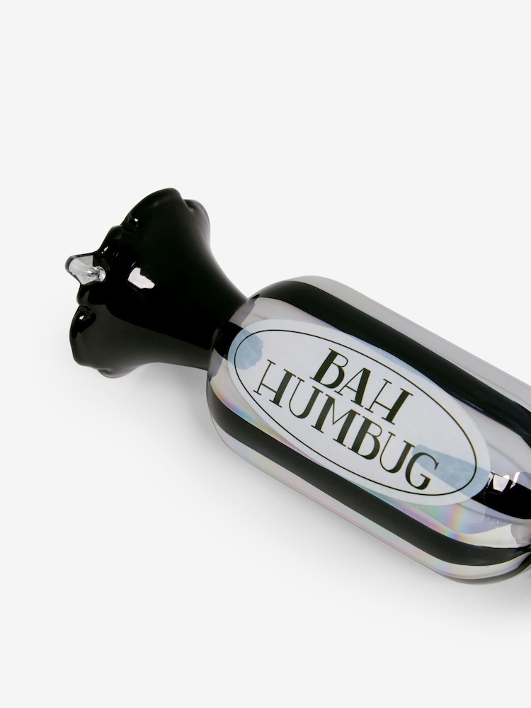 Monochrome Bah Humbug Glass Christmas Bauble - Image 4 of 4