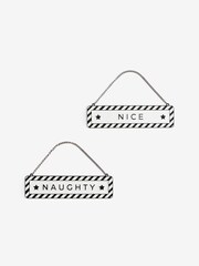 Black Monochrome Naughty or Nice Reversible Christmas Bauble - Image 4 of 4