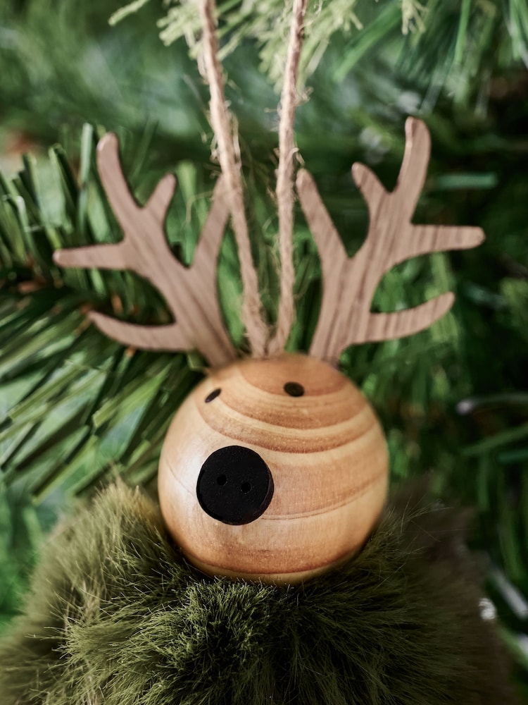 Reindeer Pom Pom Christmas Bauble - Image 2 of 5