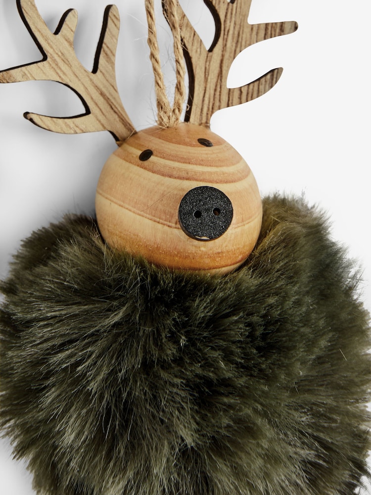 Reindeer Pom Pom Christmas Bauble - Image 5 of 5