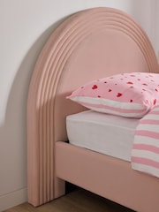 Soft Velvet Blush Pink Kids Iris Upholstered Bed - Image 2 of 6