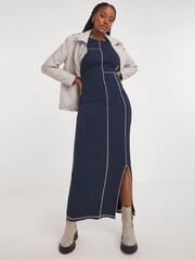 Simply Be Blue Exposed Seam Maxi Dress - Image 1 of 5