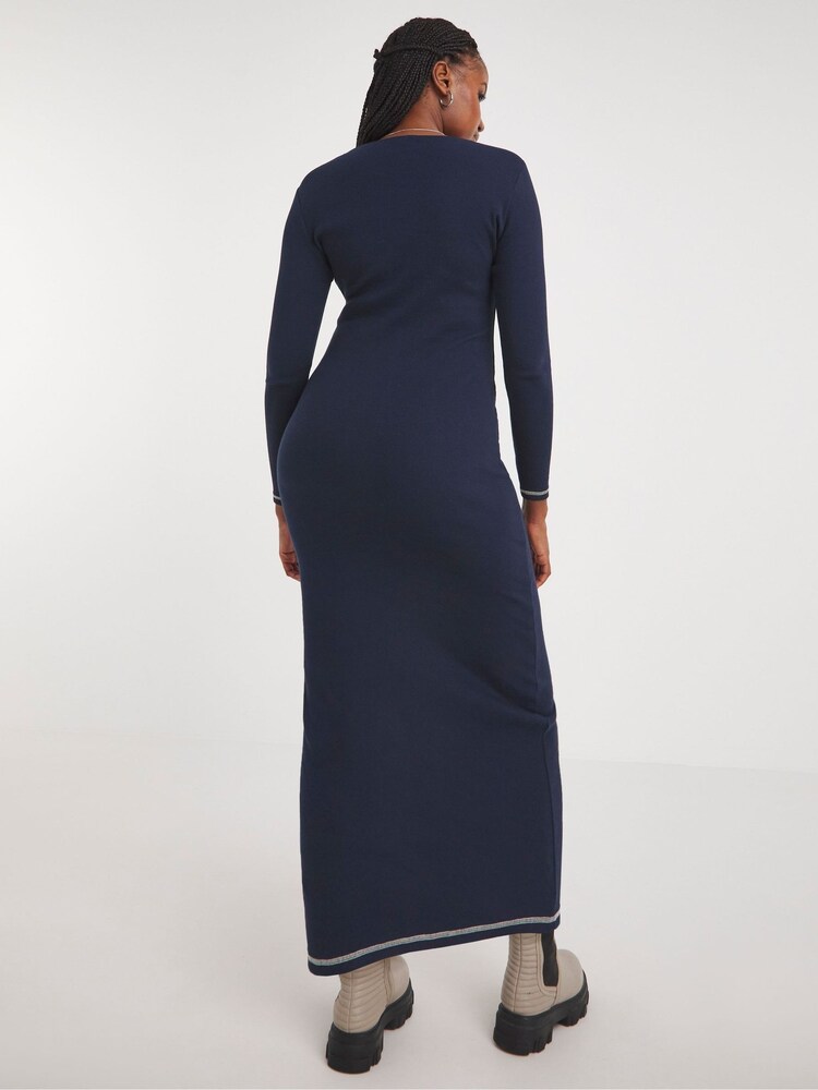Simply Be Blue Exposed Seam Maxi Dress - Image 2 of 5