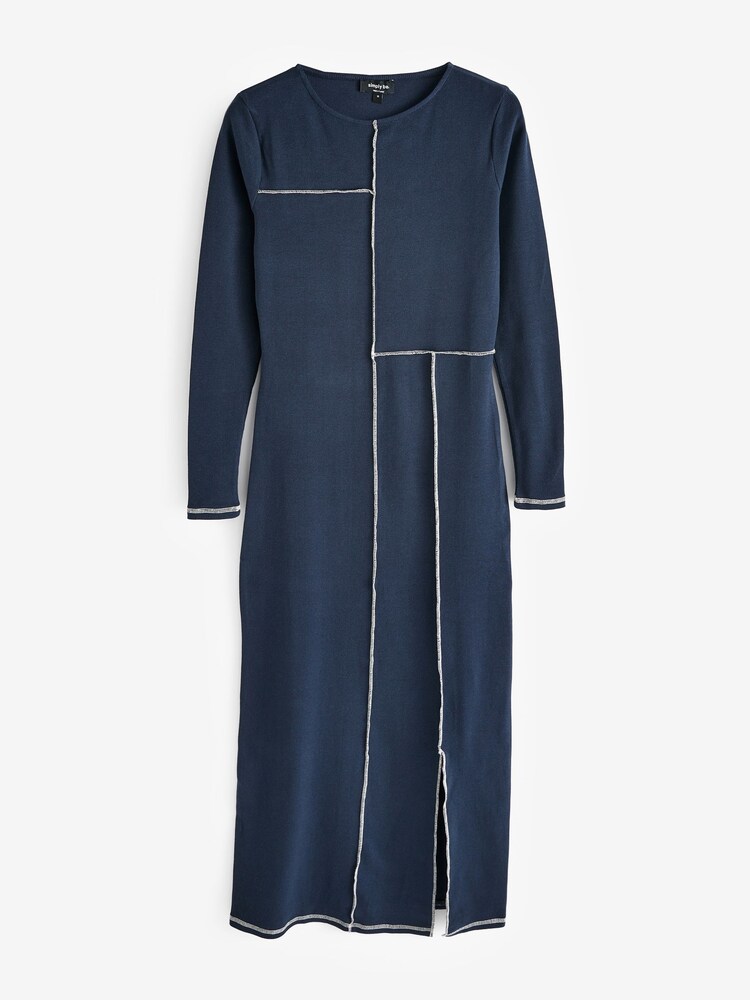 Simply Be Blue Exposed Seam Maxi Dress - Image 5 of 5