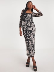 Simply Be Black Mono Mesh Midaxi Dress - Image 1 of 5