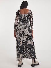 Simply Be Black Mono Mesh Midaxi Dress - Image 2 of 5