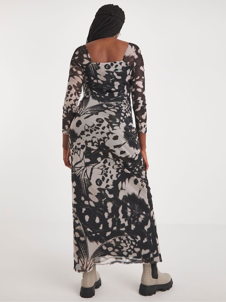 Simply Be Black Mono Mesh Midaxi Dress - Image 2 of 5