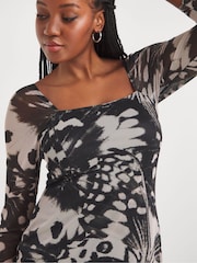 Simply Be Black Mono Mesh Midaxi Dress - Image 3 of 5