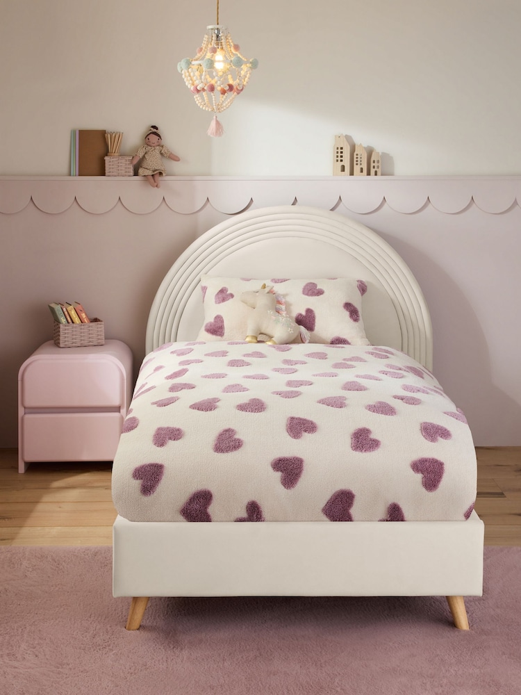 Soft Velvet Natural Oyster Kids Iris Upholstered Bed - Image 1 of 7