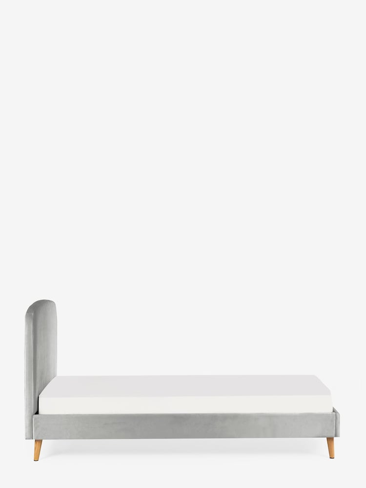 Soft Velvet Light Grey Kids Matson Standard Upholstered Bed - Image 6 of 8