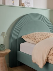 Soft Velvet Slate Teal Blue Kids Iris Upholstered Bed - Image 2 of 5