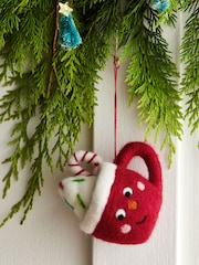 Red Felt Hot Chocolate Mug Christmas Bauble - Image 1 of 4