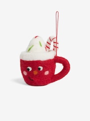 Red Felt Hot Chocolate Mug Christmas Bauble - Image 3 of 4