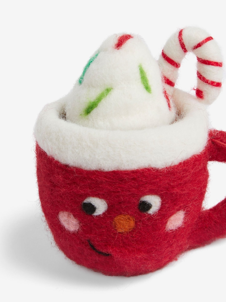 Red Felt Hot Chocolate Mug Christmas Bauble - Image 4 of 4