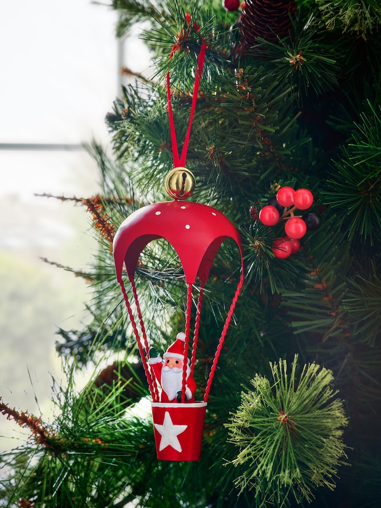 Red Santa Hot Air Balloon Christmas Bauble - Image 1 of 5