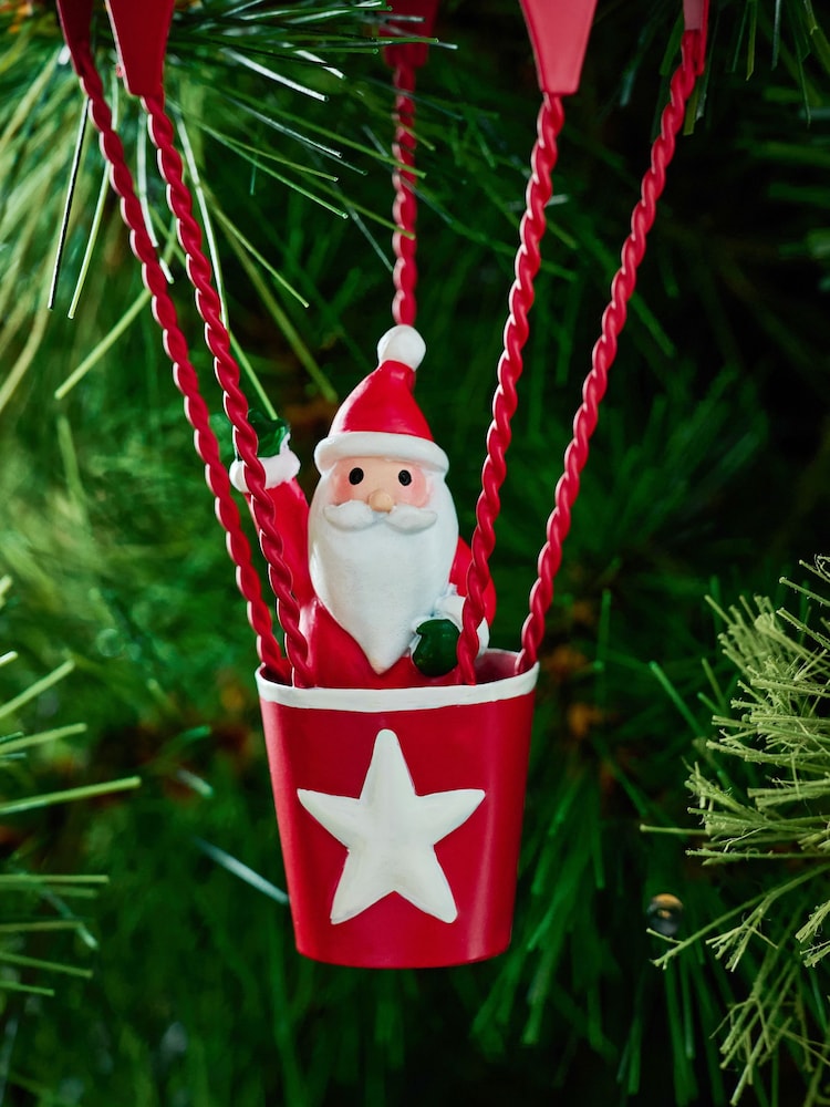 Red Santa Hot Air Balloon Christmas Bauble - Image 2 of 5 Red Santa Hot Air Balloon Christmas Bauble - Image 2 of 5