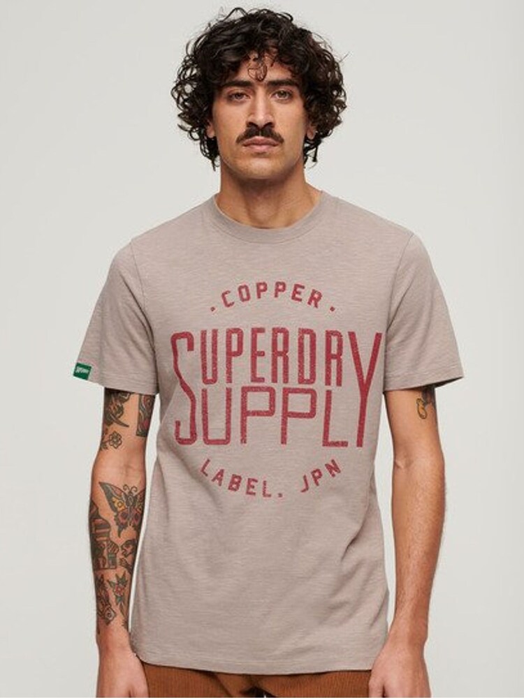Superdry Grey 100% Cotton Copper Label Workwear T-Shirt - Image 1 of 6