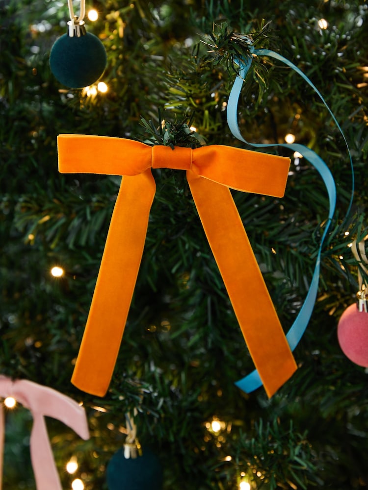 Set of 6 Brights Velvet Bow Christmas Tree Decoration - Image 2 of 4 Set of 6 Brights Velvet Bow Christmas Tree Decoration - Image 2 of 4