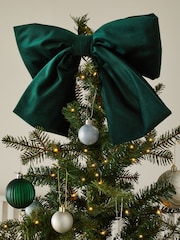 Green Velvet Bow Christmas Decoration - Image 1 of 4