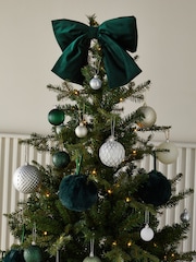 Green Velvet Bow Christmas Decoration - Image 2 of 4