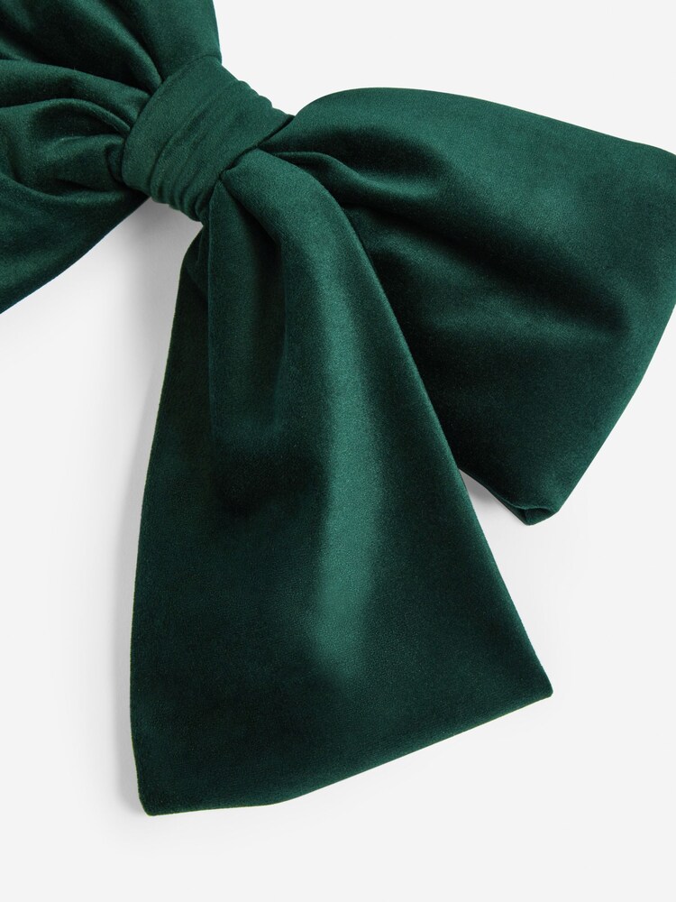 Green Velvet Bow Christmas Decoration - Image 4 of 4