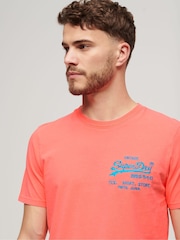 Superdry Neon Red Neon Vintage Logo 100% Cotton T-Shirt - Image 2 of 5