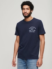 Superdry Blue Copper Label Chest 100% Cotton Graphic T-Shirt - Image 1 of 4