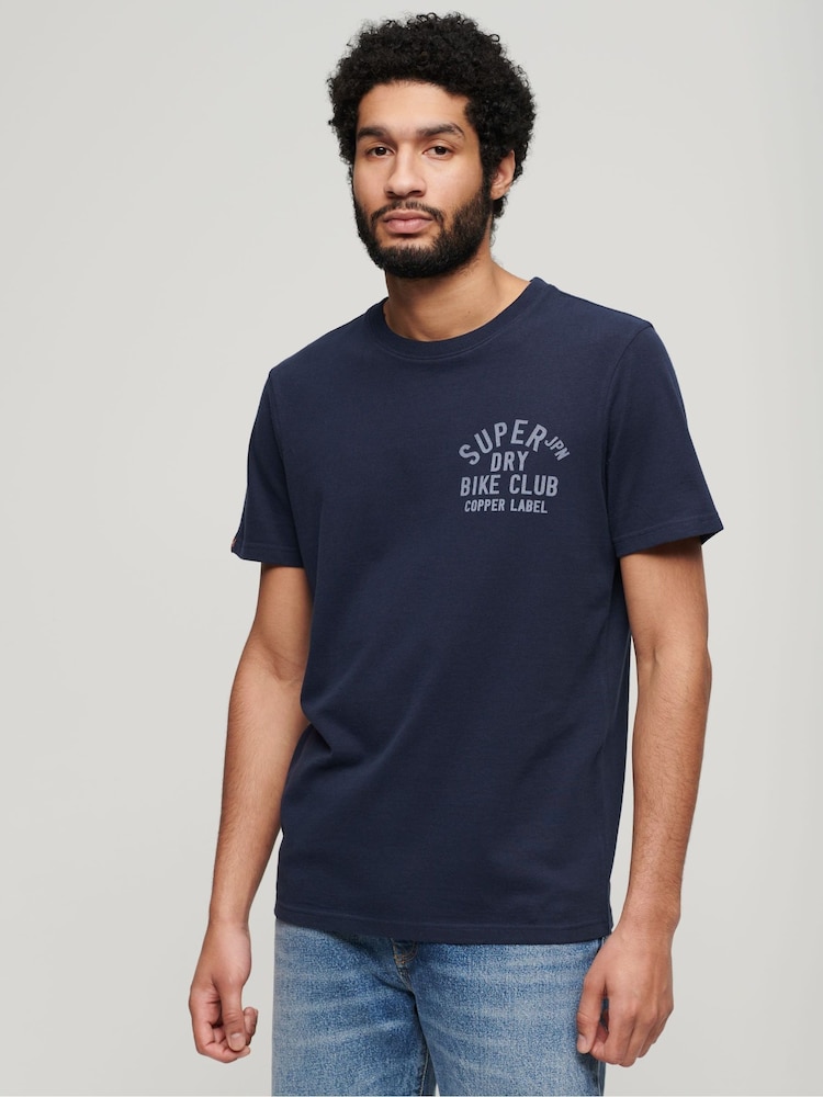 Superdry Blue Copper Label Chest 100% Cotton Graphic T-Shirt - Image 1 of 4