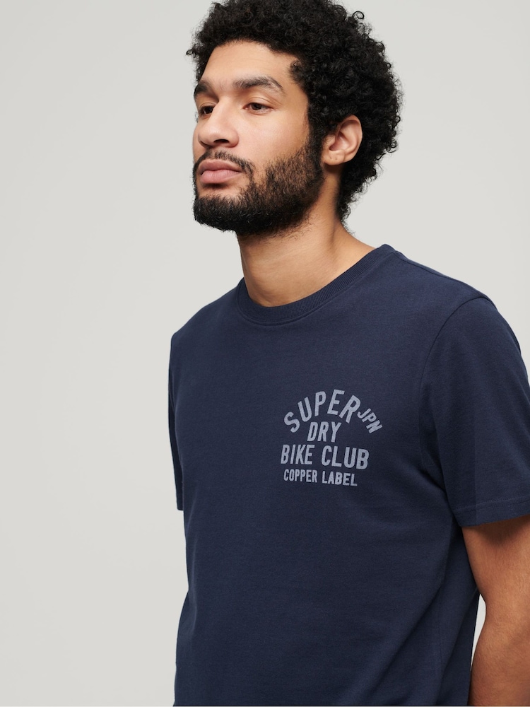 Superdry Blue Copper Label Chest 100% Cotton Graphic T-Shirt - Image 3 of 4