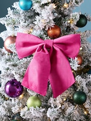 Pink Velvet Bow Christmas Decoration - Image 1 of 4