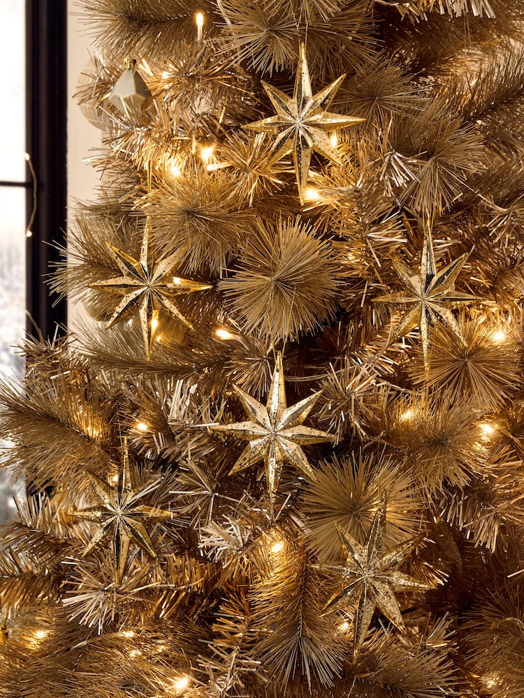 Set of 6 Gold Star Christmas Baubles - Image 1 of 4