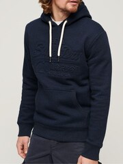 Superdry Navy Embossed Vintage Logo Hoodie - Image 1 of 4