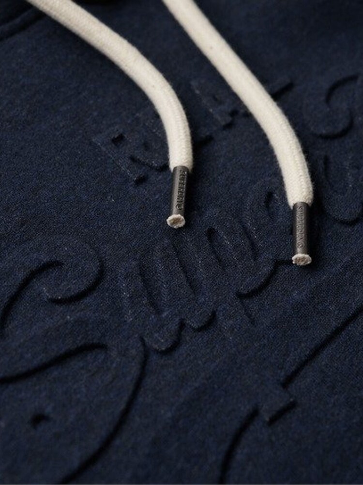 Superdry Navy Embossed Vintage Logo Hoodie - Image 10 of 10