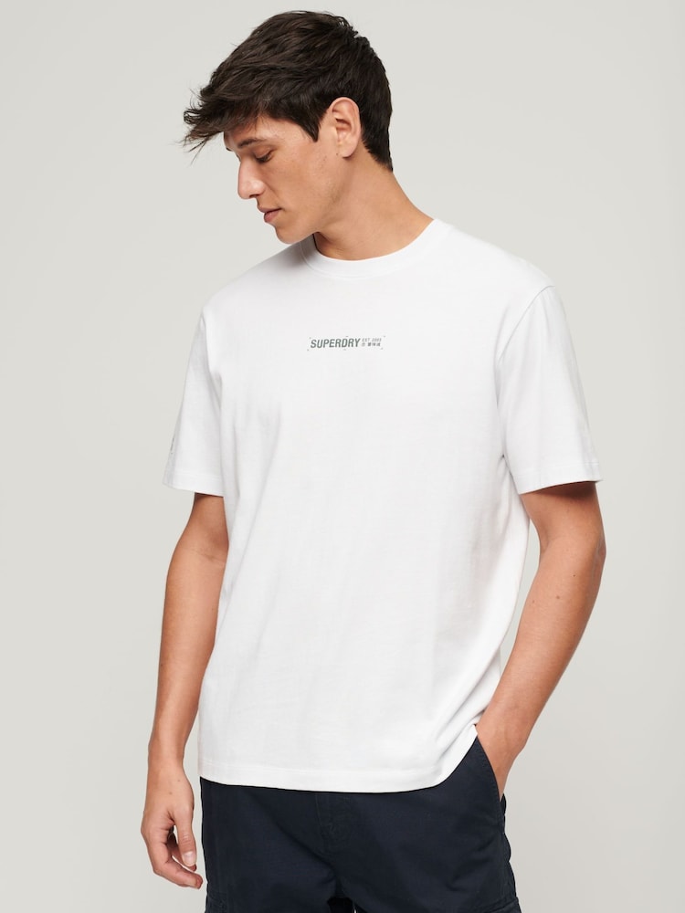Superdry White Loose Fit Utility Sport Logo T-Shirt - Image 1 of 5