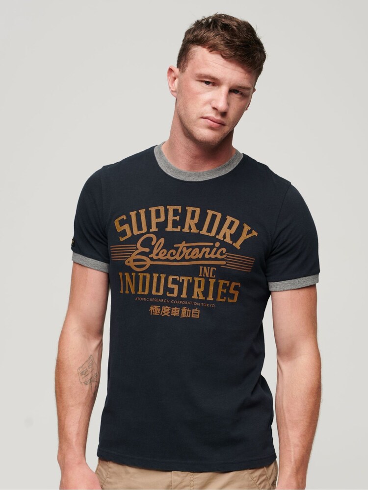 Superdry 100% Cotton Ringer Kleidung fürs Büro Graphic T-Shirt - Bild 1 von 1