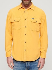 Superdry Yellow Micro Cord Long Sleeve 100% Cotton Shirt - Image 4 of 6
