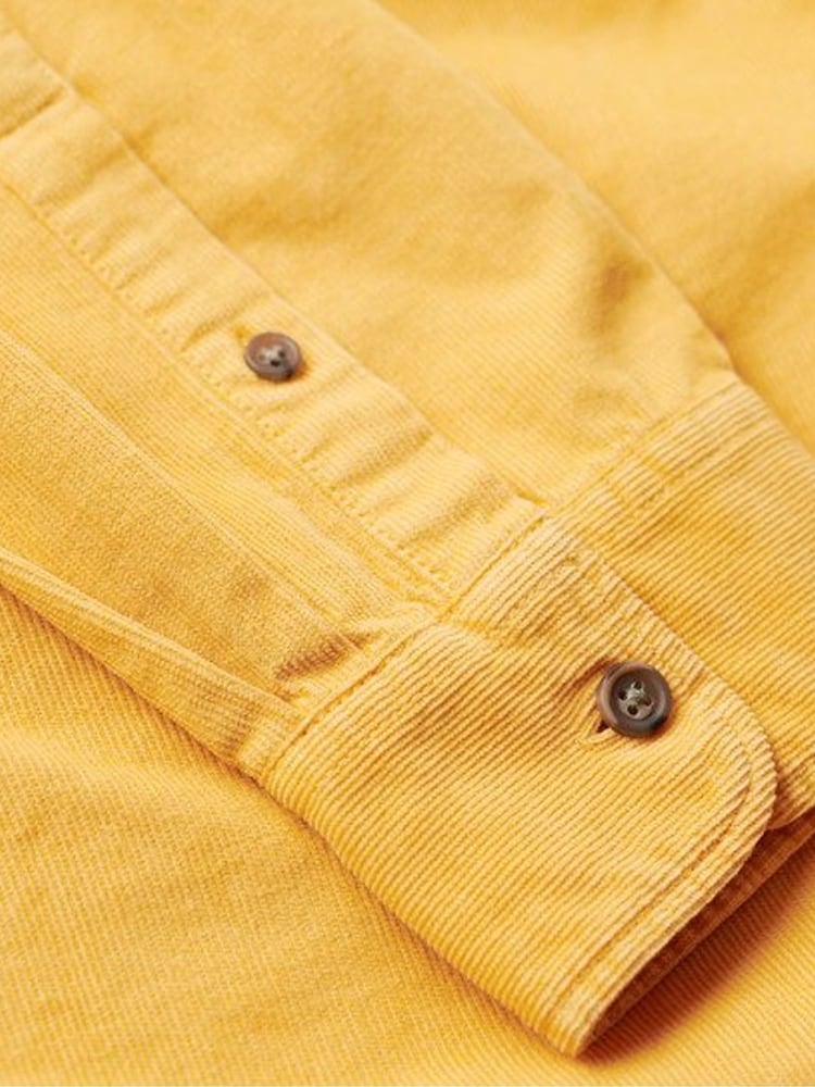 Superdry Yellow Micro Cord Long Sleeve 100% Cotton Shirt - Image 6 of 6