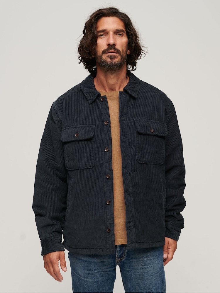 Superdry Blue Surplus Corduroy 100% Cotton Overshirt - Image 1 of 4