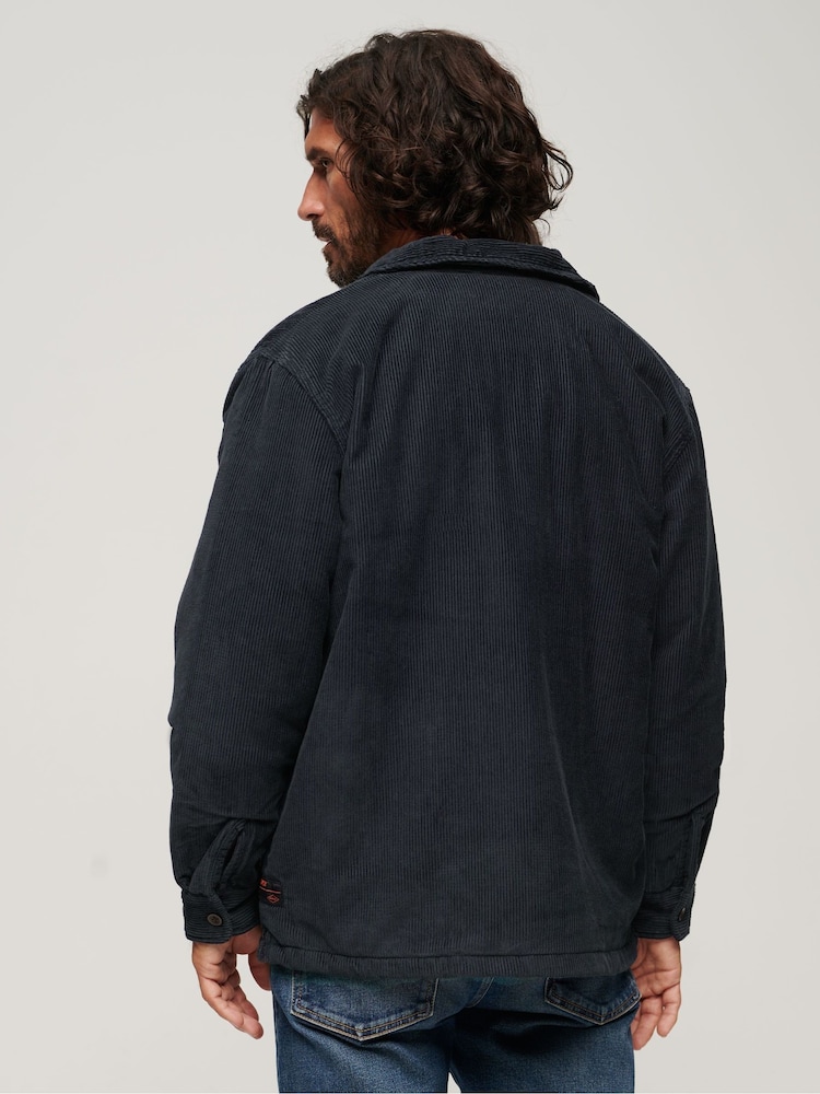 Superdry Blue Surplus Corduroy 100% Cotton Overshirt - Image 2 of 4