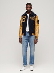 Superdry Black Collared Patched Bomber Jacket - Image 1 of 6
