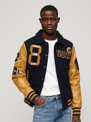 Superdry Black Collared Patched Bomber Jacket - Image 3 of 6